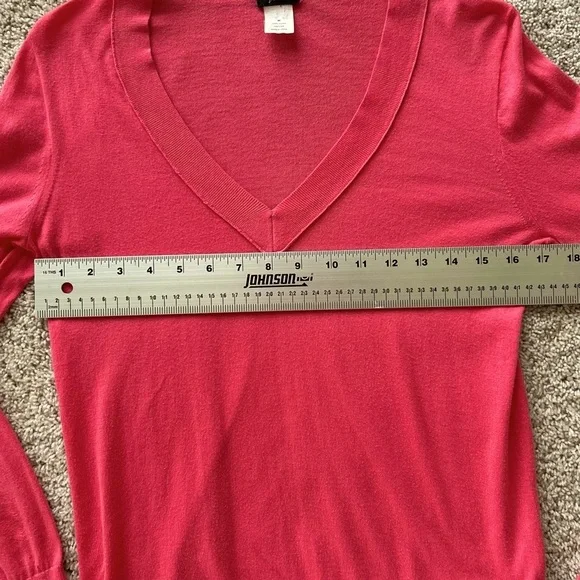 J Crew Womens Sweater Salmon Long Sleeve V Neck Cotton Summer Medium RN77388 - Picture 9 of 12